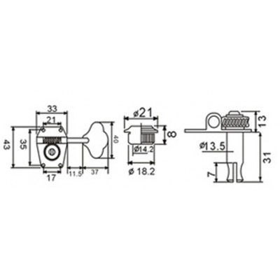 DR PARTS BMH1530/CR/L4 - Колки на бас гітару